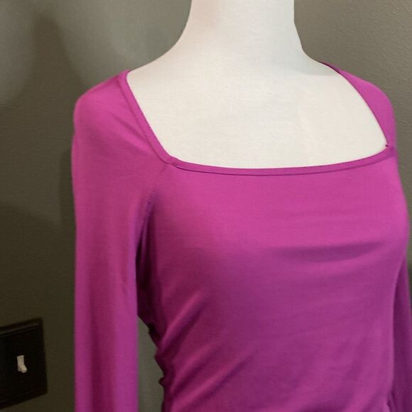 Bar III Pink Purple Long Sleeve Ribbed Crop Top Open Back - Picture 5 of 10